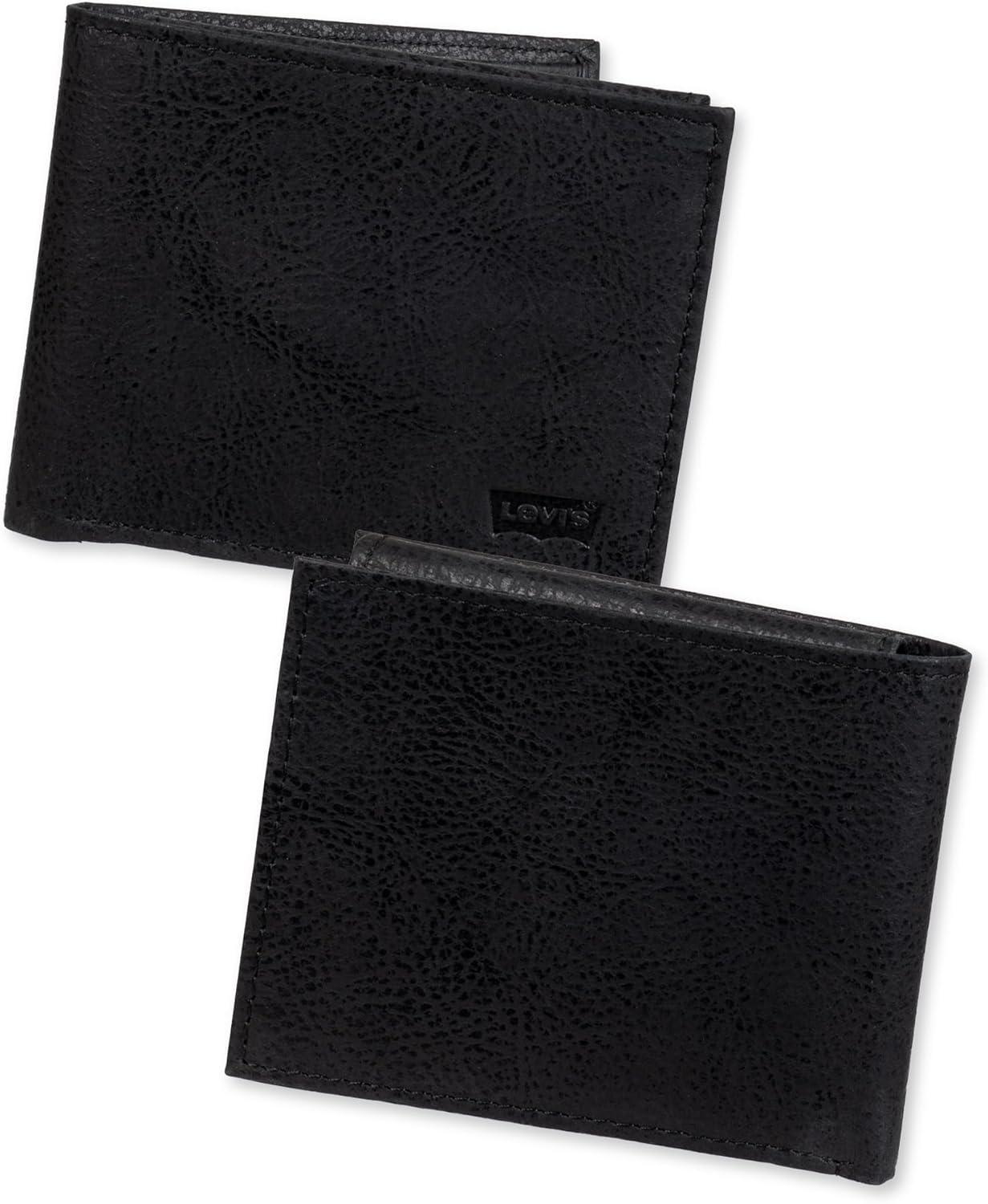 imageLevis Mens Classic Bifold Passcase Wallet with Multiple Card Slots and Id WindowBlack Embossed