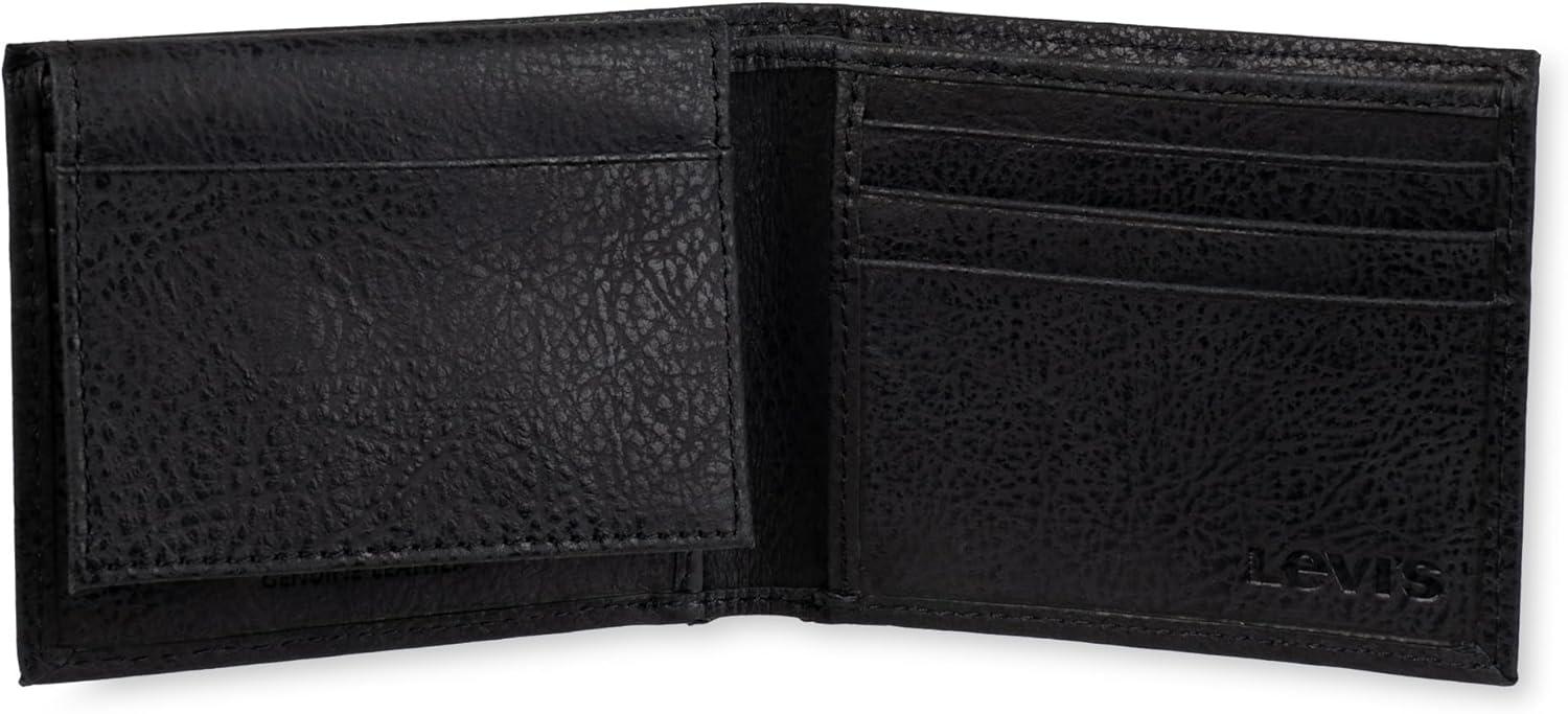 imageLevis Mens Classic Bifold Passcase Wallet with Multiple Card Slots and Id WindowBlack Embossed