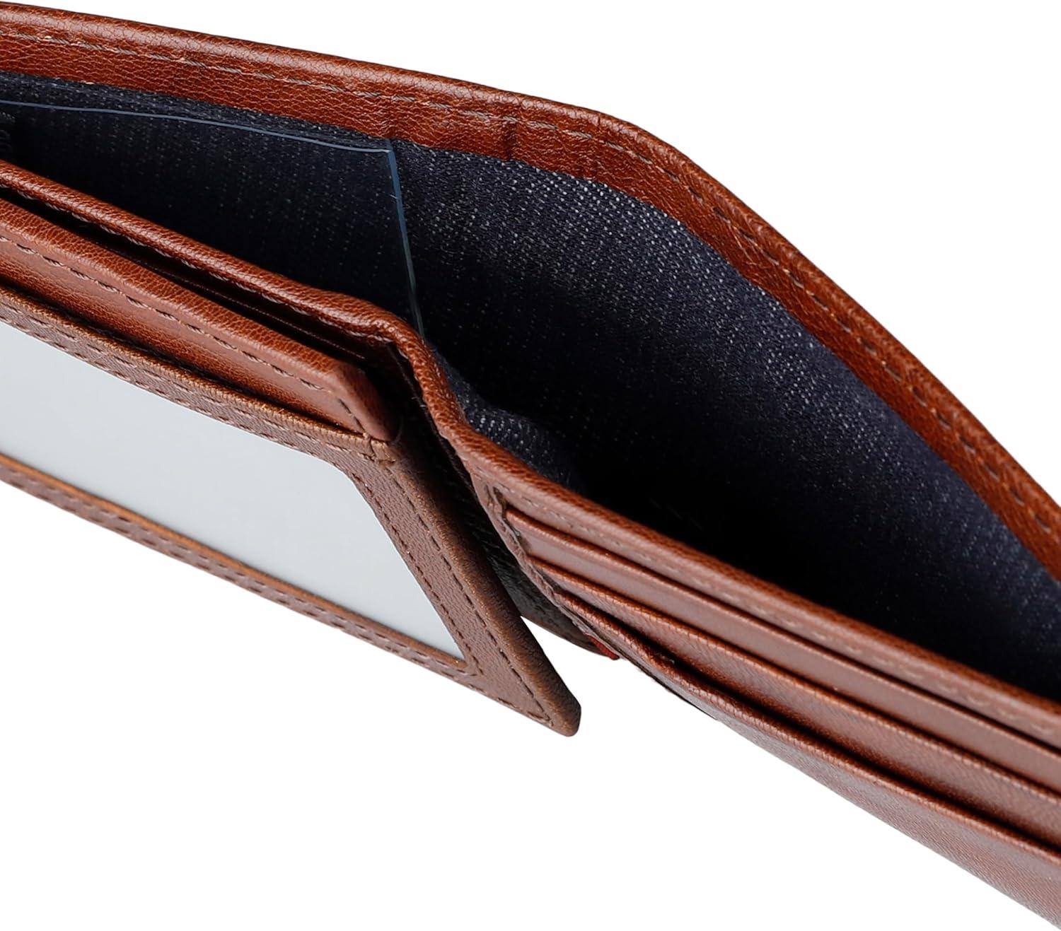 imageLevis Mens Classic Bifold Passcase Wallet with Multiple Card Slots and Id WindowBrown Traveler