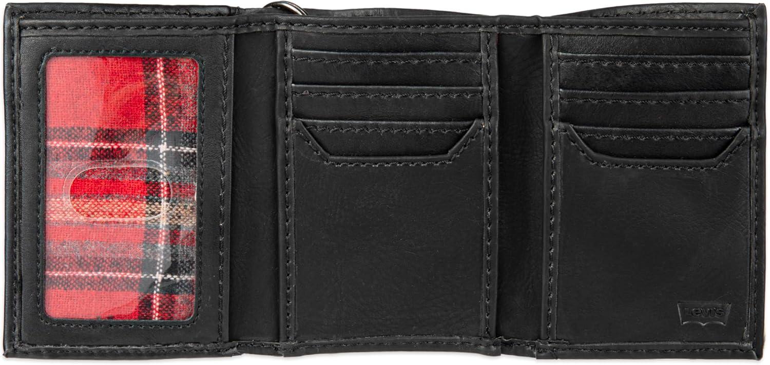 imageLevis Mens Trifold WalletSleek and Slim Includes Id Window and Credit Card HolderBlack Chain