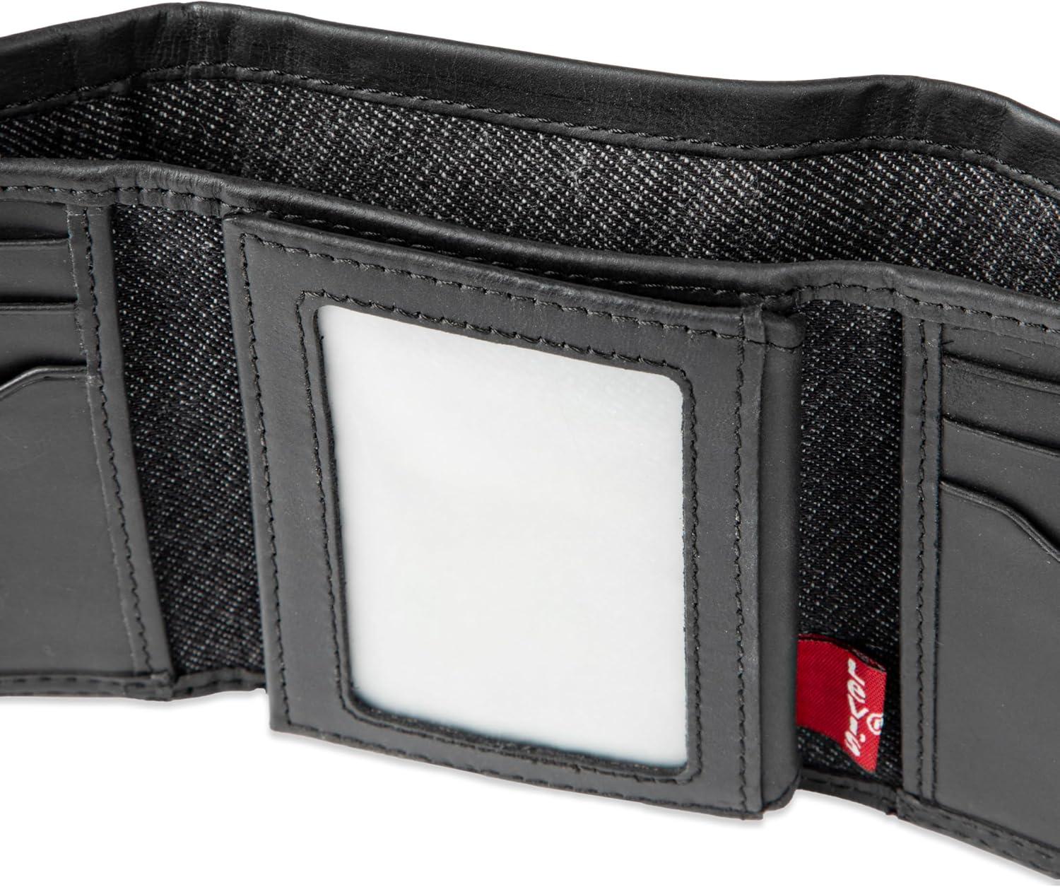 imageLevis Mens Trifold WalletSleek and Slim Includes Id Window and Credit Card HolderBlack Xcap