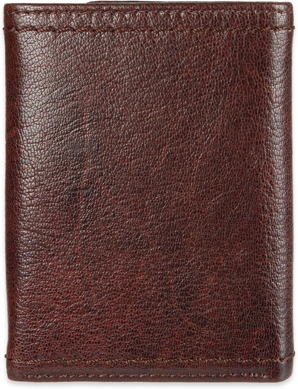 imageLevis Mens Trifold WalletSleek and Slim Includes Id Window and Credit Card HolderBrown Heavy Stitch
