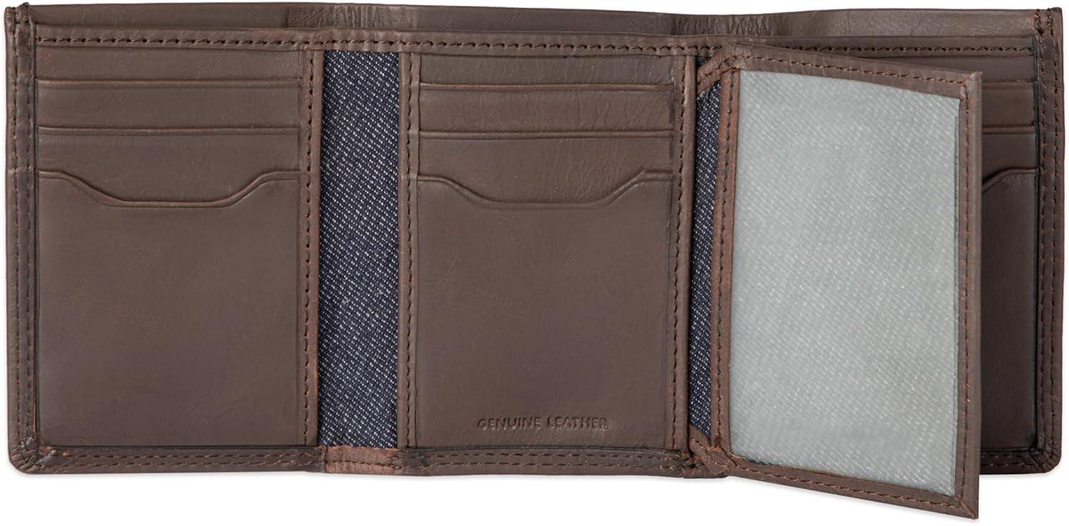 imageLevis Mens Trifold WalletSleek and Slim Includes Id Window and Credit Card HolderBrown Xcap