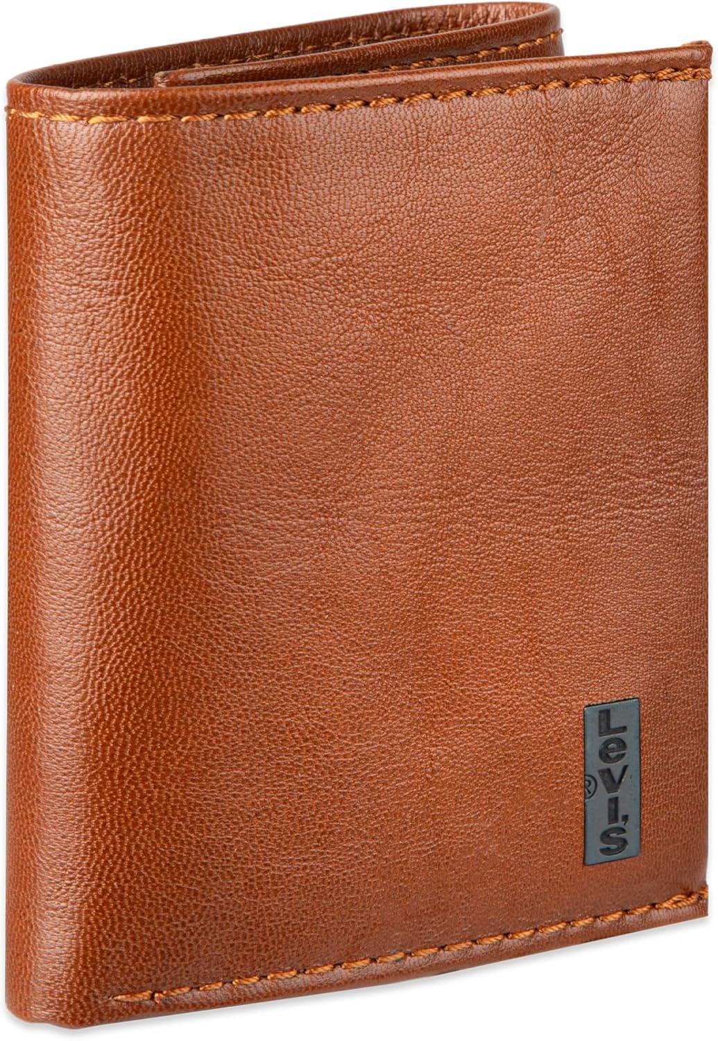 imageLevis Mens Trifold WalletSleek and Slim Includes Id Window and Credit Card HolderTan Xcap