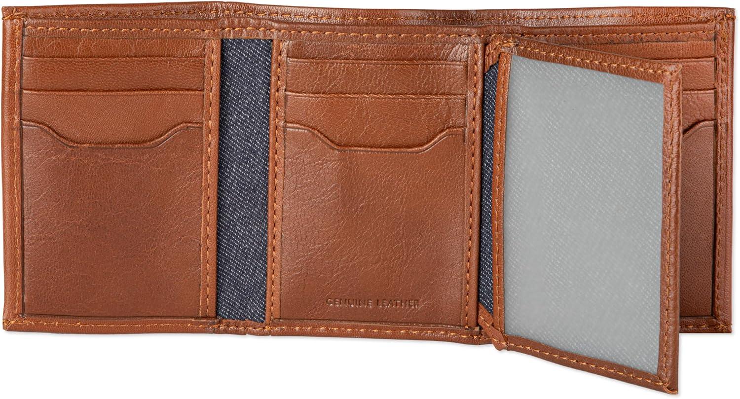 imageLevis Mens Trifold WalletSleek and Slim Includes Id Window and Credit Card HolderTan Xcap