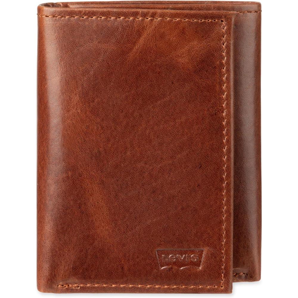 imageLevis Mens Trifold WalletSleek and Slim Includes Id Window and Credit Card HolderTan