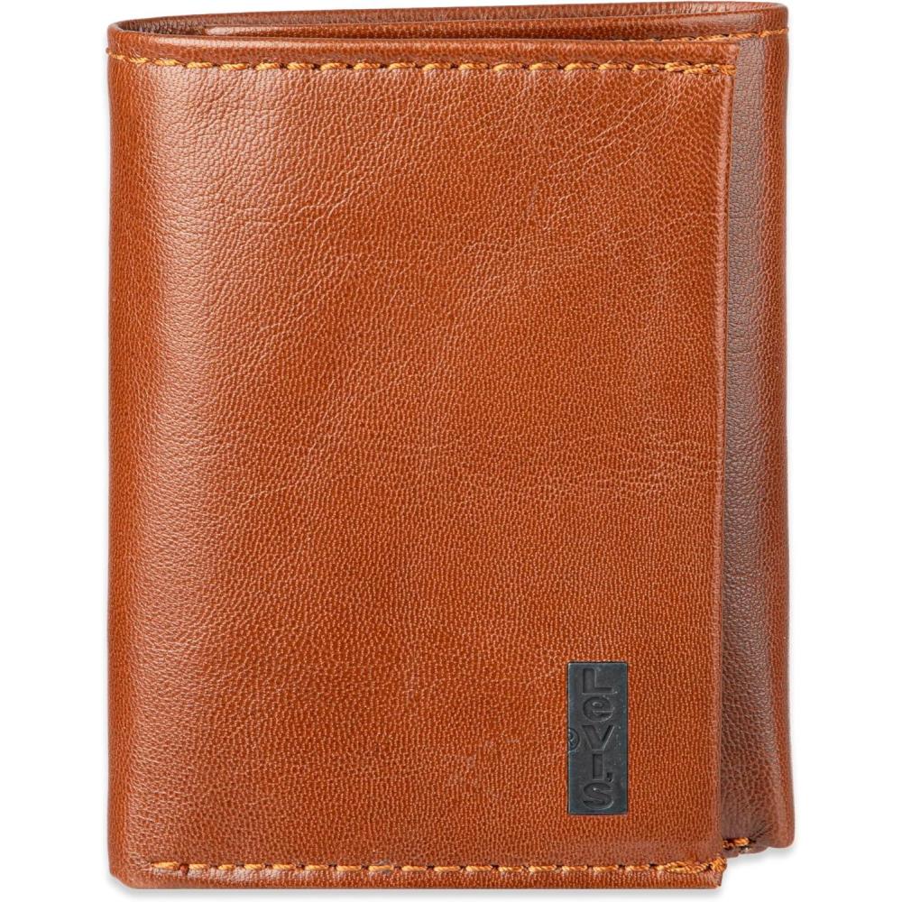 imageLevis Mens Trifold WalletSleek and Slim Includes Id Window and Credit Card HolderTan Xcap