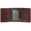 imageLevis Mens Trifold WalletSleek and Slim Includes Id Window and Credit Card HolderBrown Heavy Stitch