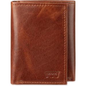imageLevis Mens Trifold WalletSleek and Slim Includes Id Window and Credit Card HolderTan