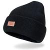 imageLevis All Season Comfy Leather Logo Patch Cuffed Hero BeanieBlackTan