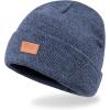 imageLevis All Season Comfy Leather Logo Patch Cuffed Hero BeanieMarl Blue