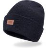 imageLevis All Season Comfy Leather Logo Patch Cuffed Hero BeanieMarl Navy