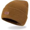 imageLevis All Season Comfy Leather Logo Patch Cuffed Hero BeanieTan Solid