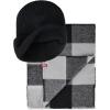 imageLevis Mens Classic Winter Warm Knit Beanie Hat and Scarf SetBlack Plaid