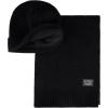 imageLevis Mens Classic Winter Warm Knit Beanie Hat and Scarf SetBlack Ribbed