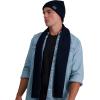 imageLevis Mens Classic Winter Warm Knit Beanie Hat and Scarf SetNavy Ribbed