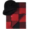 imageLevis Mens Classic Winter Warm Knit Beanie Hat and Scarf SetRed Plaid