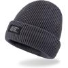 imageLevis Mens Cozy Knit Cuffed Logo Patch Beanie HatsRibbed Charcoal