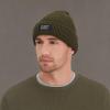 imageLevis Mens Cozy Knit Cuffed Logo Patch Beanie HatsRibbed Olive