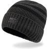 imageLevis Mens Cozy Knit Cuffed Logo Patch Beanie HatsStriped Charcoal