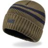 imageLevis Mens Cozy Knit Cuffed Logo Patch Beanie HatsStriped Olive