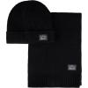 imageLevis Mens Classic Winter Warm Knit Beanie Hat and Scarf SetBlack Ribbed