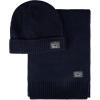 imageLevis Mens Classic Winter Warm Knit Beanie Hat and Scarf SetNavy Ribbed