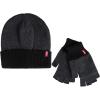 imageLevis Mens Reversible Warm Winter Beanie with Fingerless Glove SetCharcoalBlack