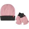 imageLevis Mens Reversible Warm Winter Beanie with Fingerless Glove SetPinkGrey