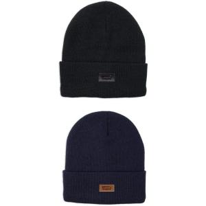 imageLevis All Season Comfy Leather Logo Patch Cuffed Hero BeanieBlack Solid  Navy Solid