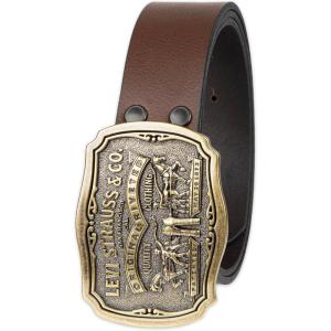 imageLevis Mens Everyday Jean Belt with Removable Plaque BuckleBrown Classic
