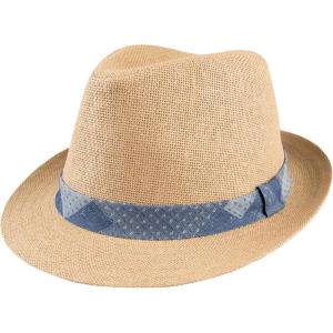 imageLevis Mens Lightweight Straw Fedora Panama HatTan Patchwork
