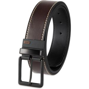 imageLevis Mens TwoinOne Reversible Rotative Buckle Casual Everyday Jean Belt Regular and Big ampamp Tall SizingBrownBlack Logo Buckle