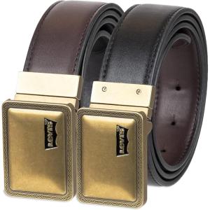 imageLevis Mens TwoinOne Reversible Rotative Buckle Casual Everyday Jean Belt Regular and Big ampamp Tall SizingBrownBlack Plaque
