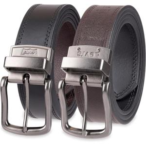 imageLevis Mens TwoinOne Reversible Rotative Buckle Casual Everyday Jean Belt Regular and Big ampamp Tall SizingCasual BlackBrown