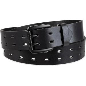 imageLevis Womens Fully Adjustable Perforated Leather Casual Jean Belt with Double Prong BuckleBlack