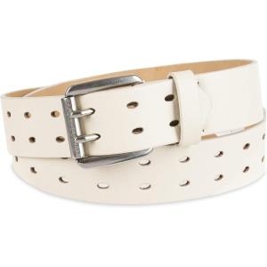 imageLevis Womens Fully Adjustable Perforated Leather Casual Jean Belt with Double Prong BuckleIvory