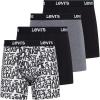 imageLevis Mens Boxer Briefs Breathable Stretch Underwear 4 PackScribble Logo  Caviar  B25heathergrey  Caviar