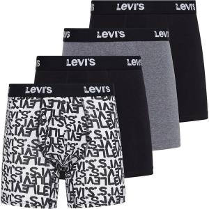 imageLevis Mens Boxer Briefs Breathable Stretch Underwear 4 PackScribble Logo  Caviar  B25heathergrey  Caviar