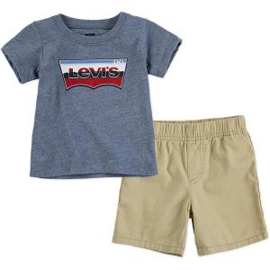 imageLevis boys And Baby Graphic Tshirt and Shorts 2piece Outfit SetNavy Heather