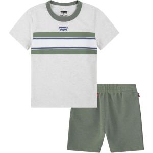 imageLevis boys And Baby Graphic Tshirt and Shorts 2piece Outfit SetOatmeal Heather