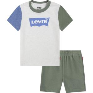 imageLevis boys And Baby Graphic Tshirt and Shorts 2piece Outfit SetOatmeal HeatherBatwing