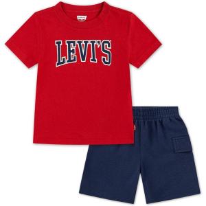 imageLevis boys And Baby Graphic Tshirt and Shorts 2piece Outfit SetPompeian Red