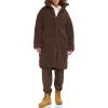 imageLevis Womens Long Length Patchwork Quilted Teddy CoatChocolate Brown