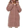 imageLevis Womens Long Length Patchwork Quilted Teddy CoatMauve