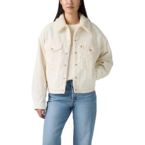 imageLevis Womens 90s Sherpa Trucker Jacket Standard and PlusNew Egret Corduroy  Non Stretch