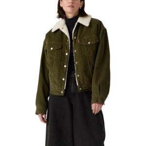 imageLevis Womens 90s Sherpa Trucker Jacket Standard and PlusNew Ivy Green Corduroy  Non Stretch