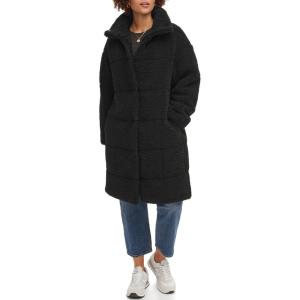 imageLevis Womens Long Length Patchwork Quilted Teddy CoatBlack