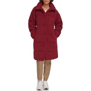 imageLevis Womens Long Length Patchwork Quilted Teddy CoatCabernet