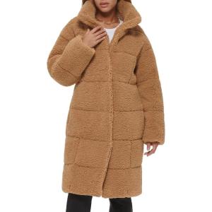 imageLevis Womens Long Length Patchwork Quilted Teddy CoatChestnut